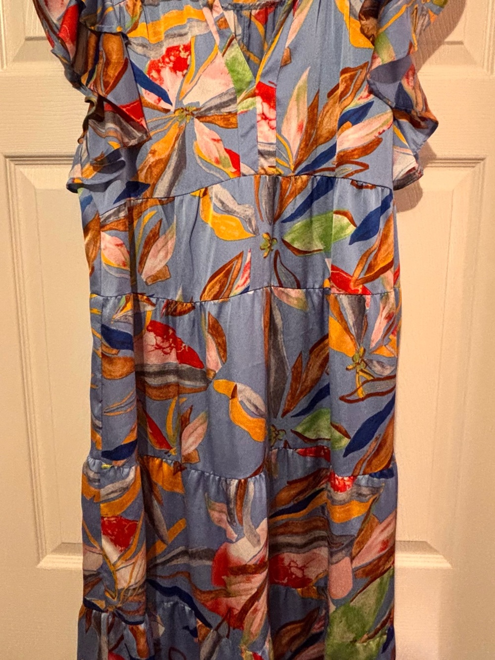 Umgee Light Blue Floral Tiered Maxi Dress